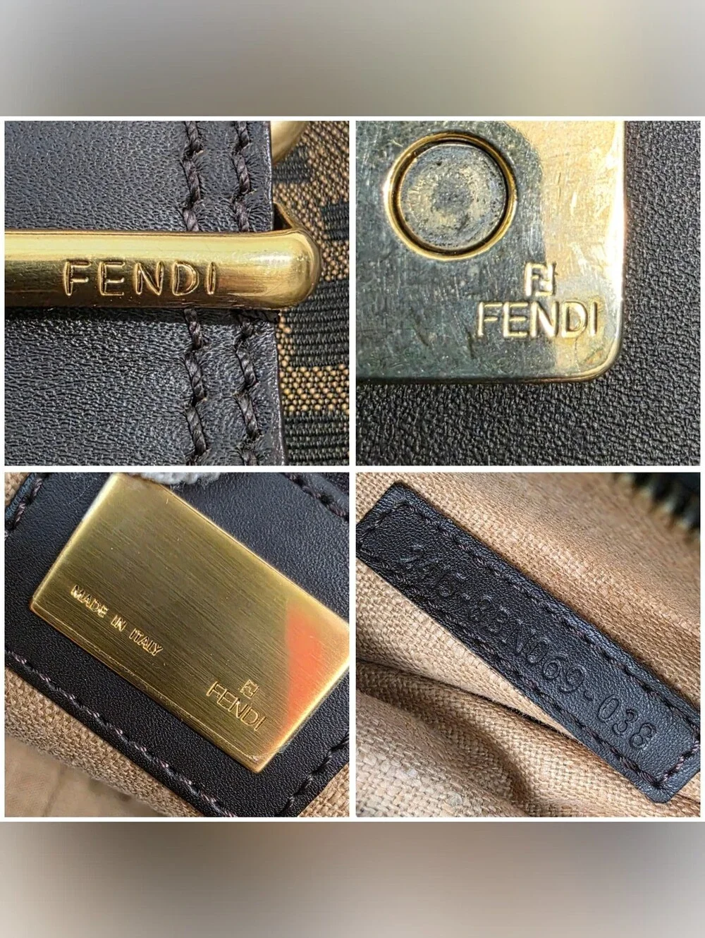 Auth Fendi Zucca FF Top Handle Doctor's Tote Bag